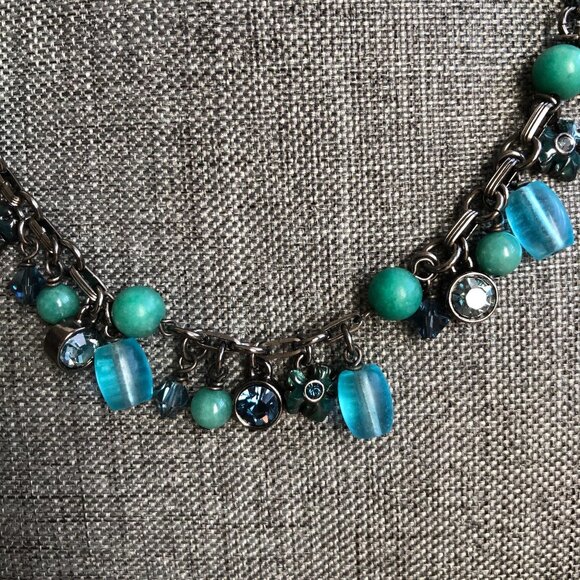 Dyrberg Kern Danish Designer Handcrafted Metal Beaded Necklace Blue Green Sz OS - Picture 3 of 8